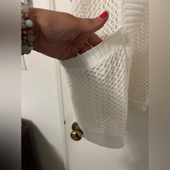 Maternity Pea In The Pod Cozy White Open-Knit Cardigan sz M with pockets (M125) - Picture 4 of 9